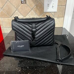 YSL College Medium In Quilted Leather Bag